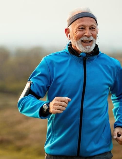 middle age man running